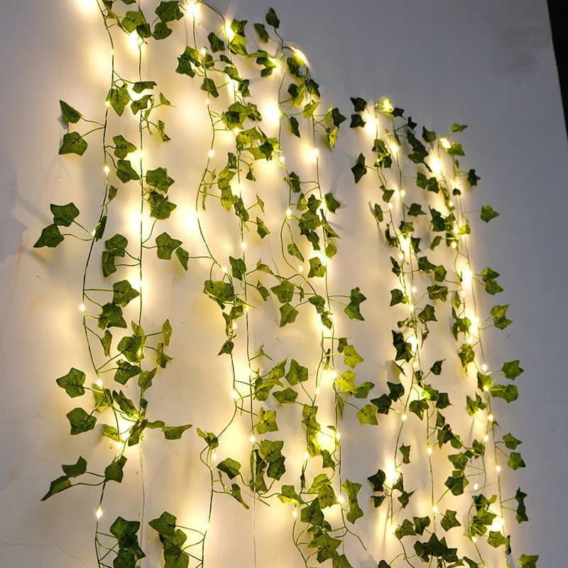 Decoração para Casa, Árvore de Natal, Varanda, Flor Verde Luzes Cordas, Videira Artificial, Luzes de Fadas Enfeites