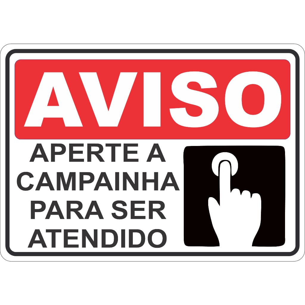 ADESIVO PLACA AVISO SINALIZAÇÃO ATENÇÃO APERTE A CAMPAINHA E AGUARDE 15X21 CM OU 21X30CM VERMELHO  AUTO COLANTE AMBIENTE INTERNO E EXTERNO FACIL APLICAÇÃO