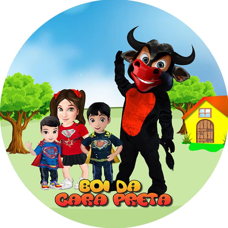 Capa Para Painel Redondo sublimado DAVI e SAMUEL  Max Kids  Decoração Festa Aniversário boi da cara preta