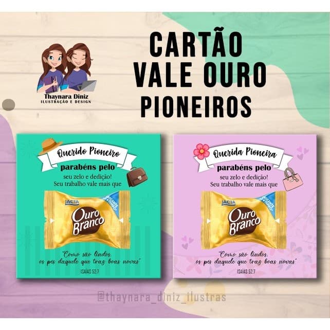 Cartão - Querido Pioneiro(a) - Seu trabalho Vale Ouro - PRONTA ENTREGA