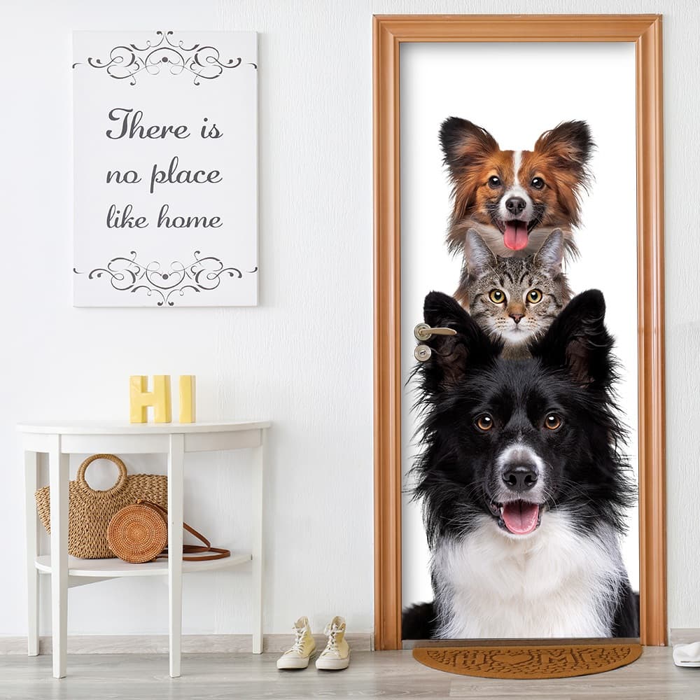 Adesivo Decorativo de Porta Pet Shop Veterinário Cachorro Gato Banho e Tosa