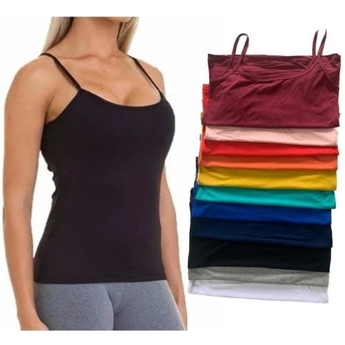 Kit 5 Blusas Regata Básica de Alça Fina Casual Varias Cores