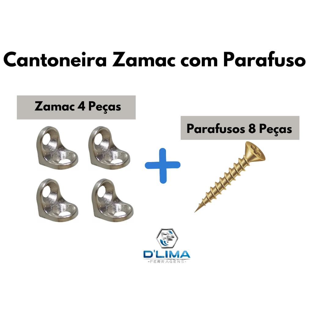 Cantoneira Suporte Cadeirinha 2 Furos Zamac Niquel Moveis 4un