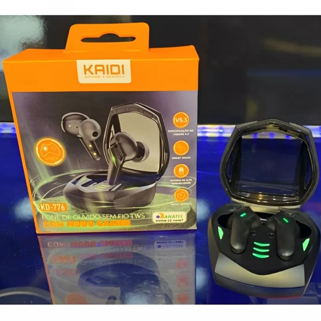 Fone De Ouvido Gamer Bluetooth Para Jogos Treino Academia KD-775 TWS KAIDI