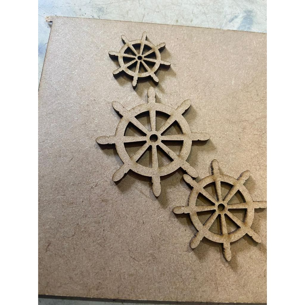 Kit 50 Unidades Aplique MDF CRU Timão Leme Marinheiro Decoração