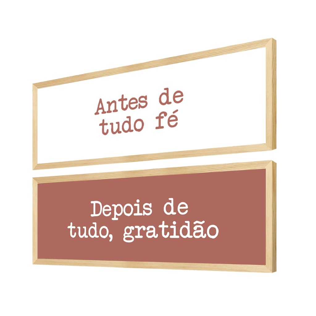 Dois Quadros Decorativos Gratidão Frases Fé para Sala