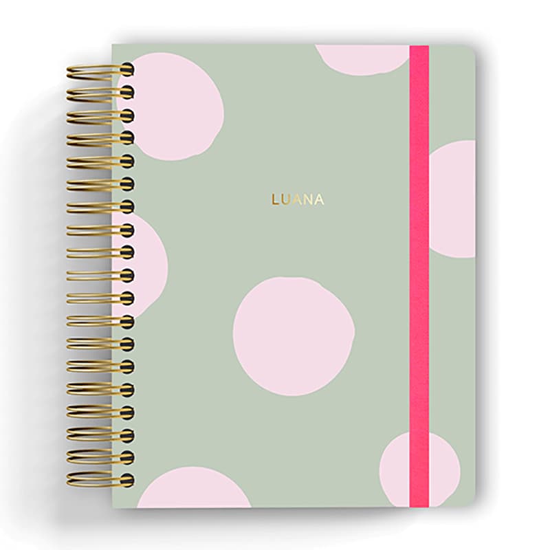 CADERNO SMART PERSONALIZADO COM SEU NOME EM HOTSTAMP | BOLOTAS VERDE | TAMANHO A5 | FOLHAS REPOSICIONÁVEIS | REFIL
