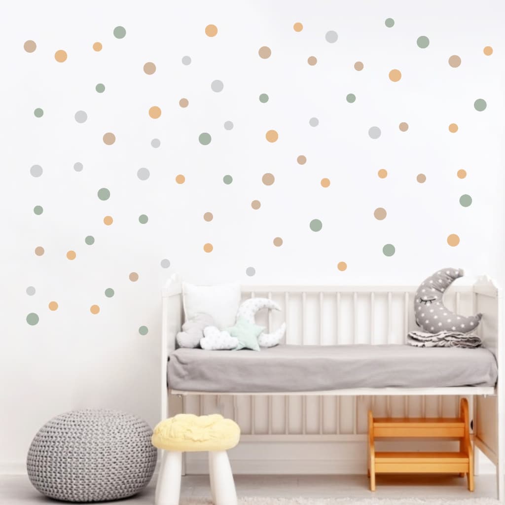 Adesivos de parede Infantil bolinhas 4 e 3 cm Boho Escandinavo decoração Papel de Parede quarto bebê
