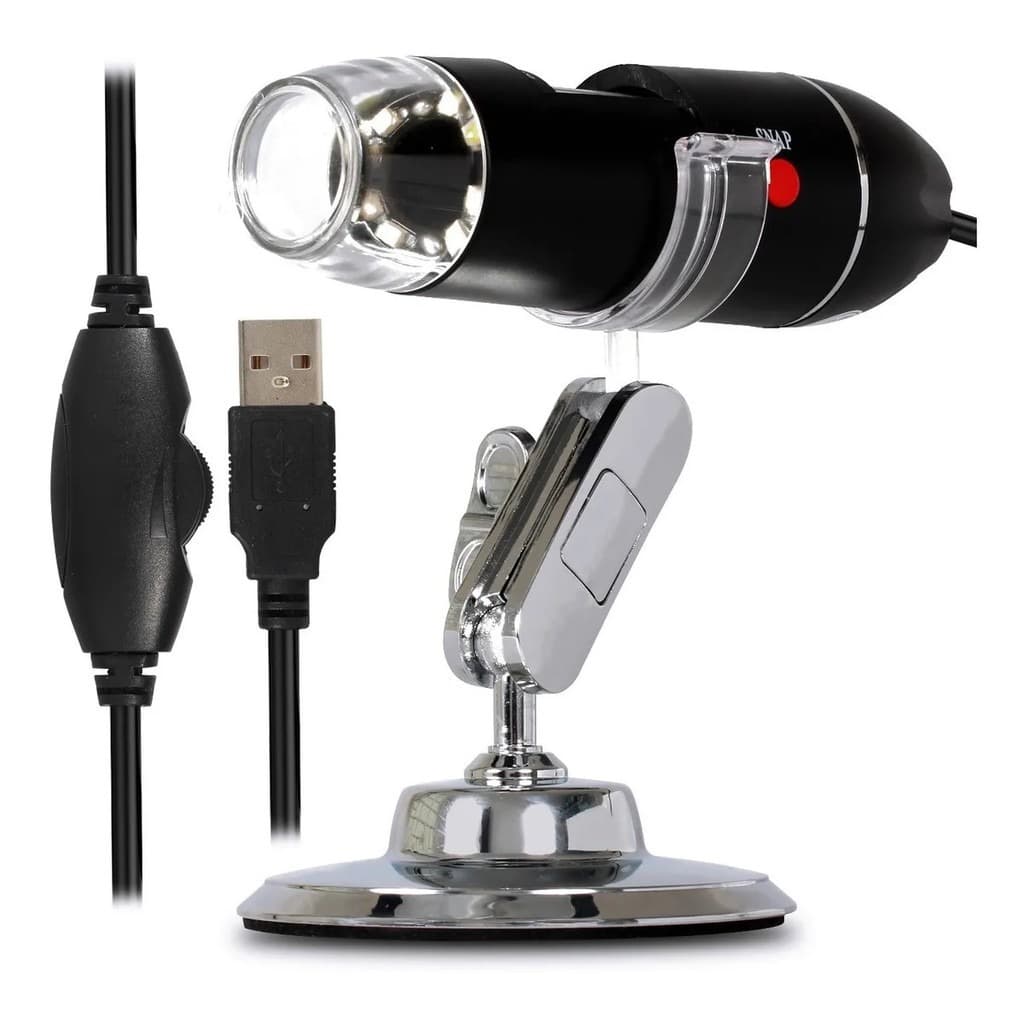 Microscópio Digital Usb Zoom 1600x 3 Em 1 Multifuncional 8 LEDS Super Branco