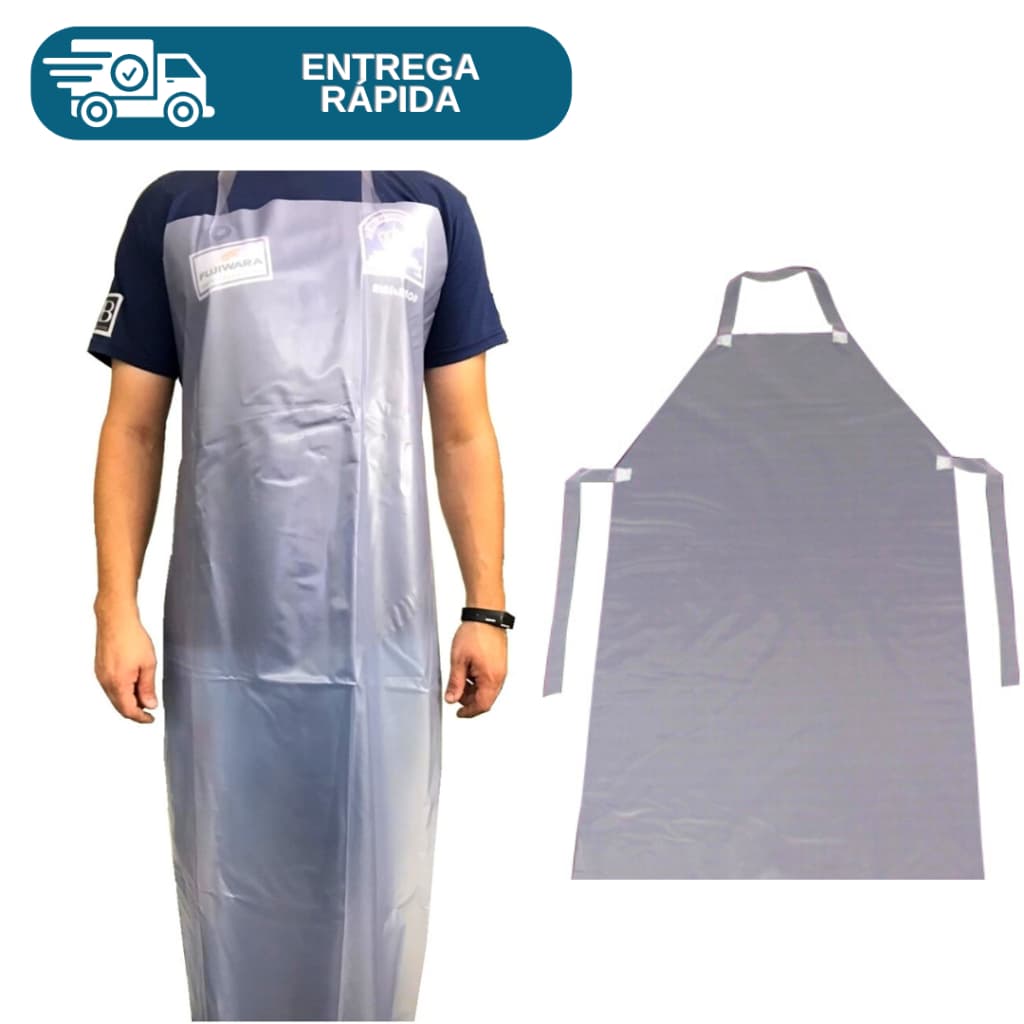 Avental De Vinil Pvc Transparente Impermeável Engate Rápido P/ Cozinha Limpeza Açougueiro Churrasco