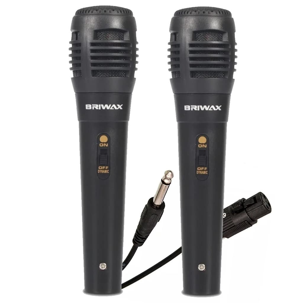 Kit 2 Microfone Dinâmico Cabo de 5 Metros P10 Profissional para Caixa de Som Karaokê e Instrumentos