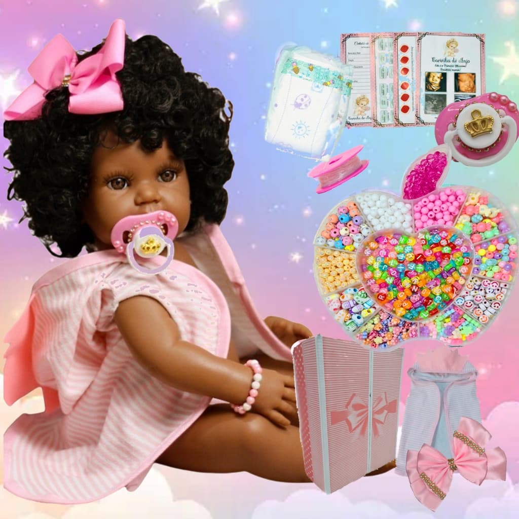 Boneca Bebe Reborn 100% Silicone Realista Negra + Brinde