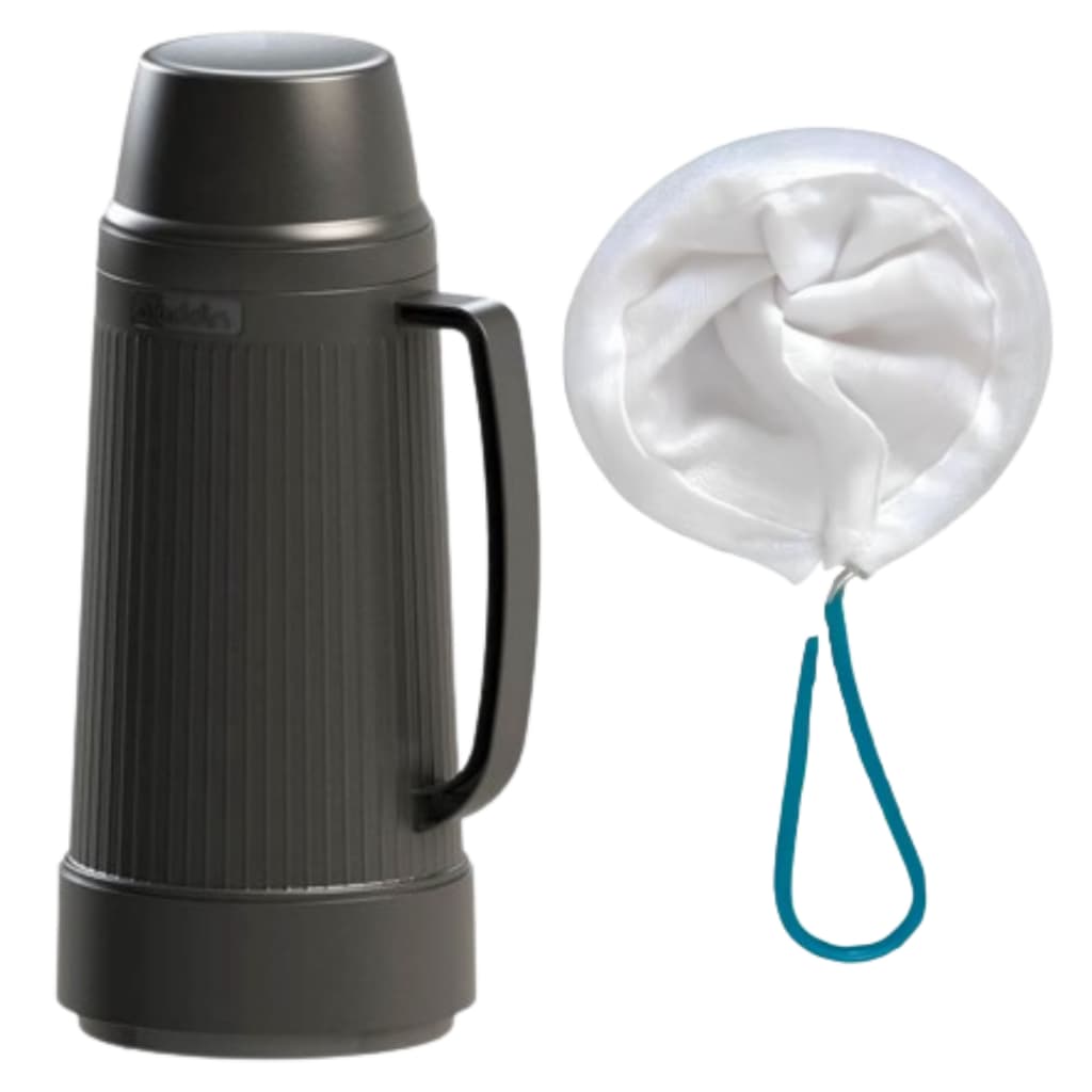 Kit Garrafa Termica Aladdin 1 Litro e Coador Pano Original Com Alça Garrafa de Cafe Cha Chimarrao