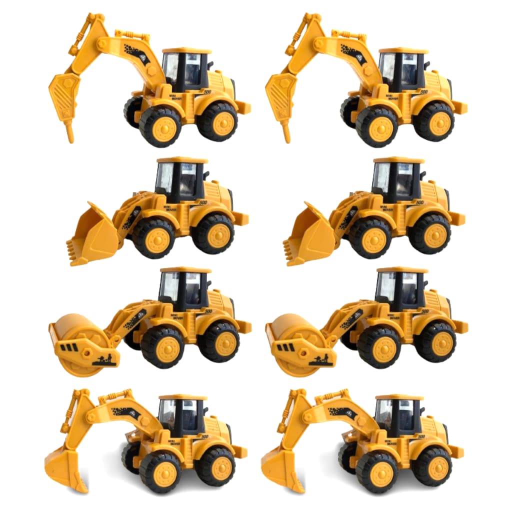 Brinquedos Articulados Kit 8 Maquinas de Construção A Frição
