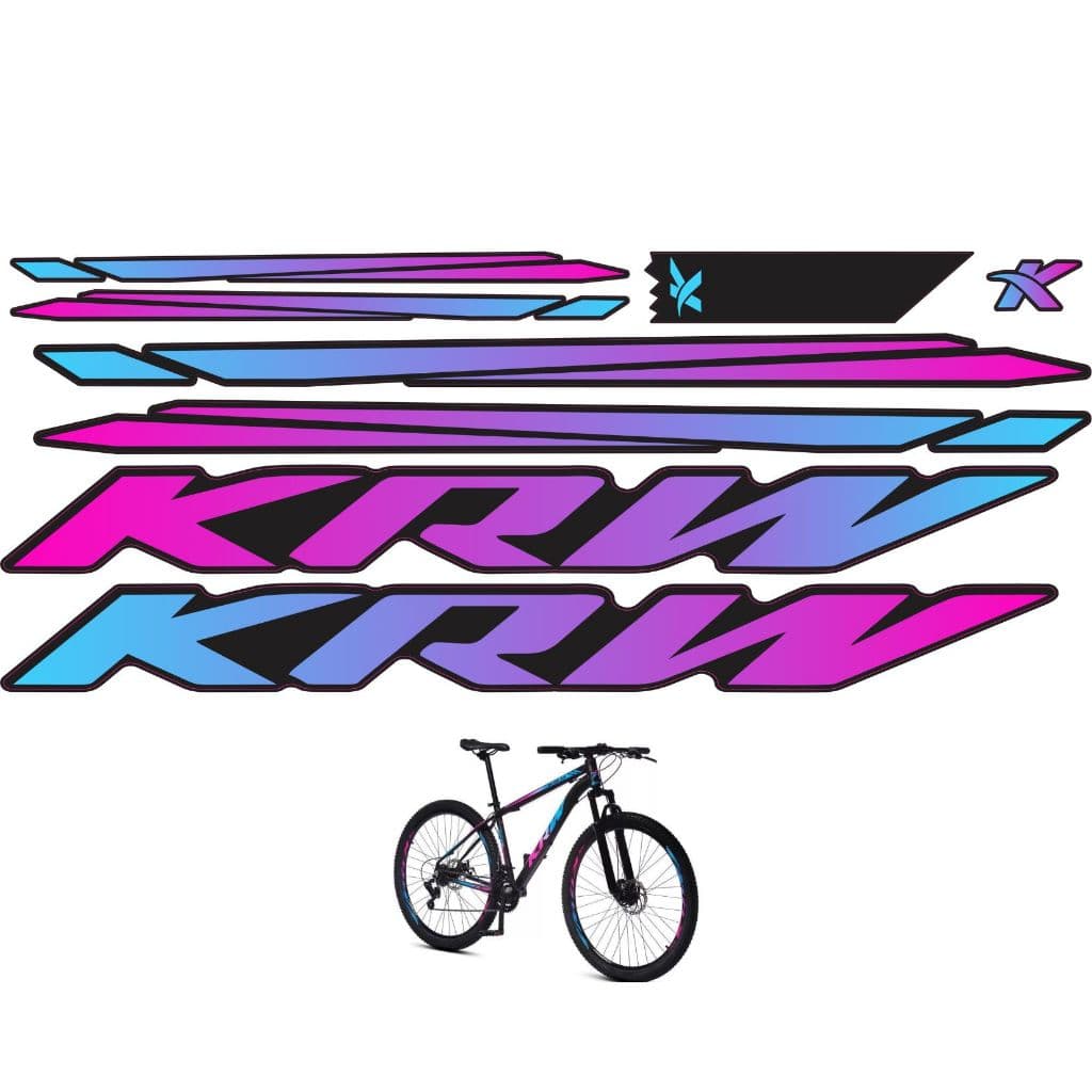 Adesivo de Quadro bicicleta Completo KRW mountain bike 8 pçs