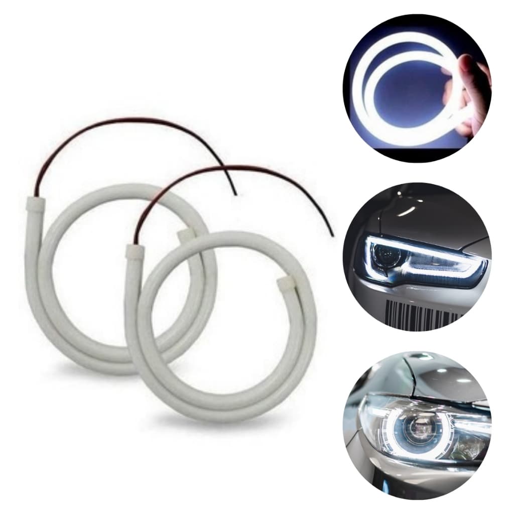 2 Peças Tiras Luzes Kit 2 Barras Neon 60cm Led DRL Flexível á Prova d' Água Mangueira Fita Led Neon Flex 6500k Branco Frio Silicone Alto Brilho Decoração Automotiva 12v Corte a Cada 2,5cm Acessório para Carro