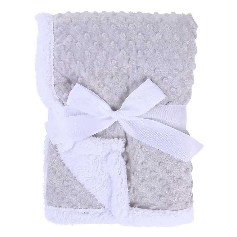 Manta Cobertor para Bebê Pipoquinha Sherpa/ Carneirinho Microfibra Soft Cinza (75 x 100 cm) - Loani