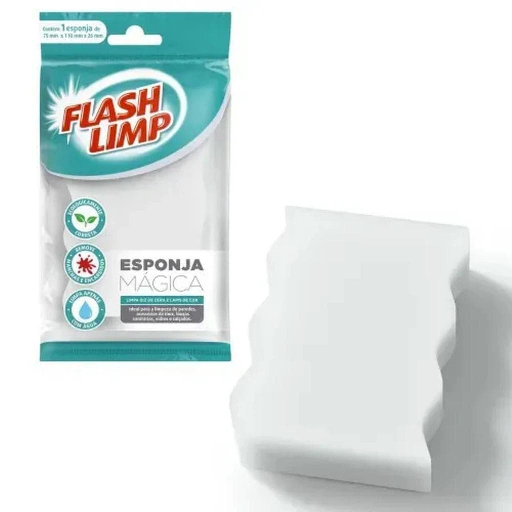Esponja Magica Flash Limp Remove Giz Cera Lápis Parede Louça - 1 unidade