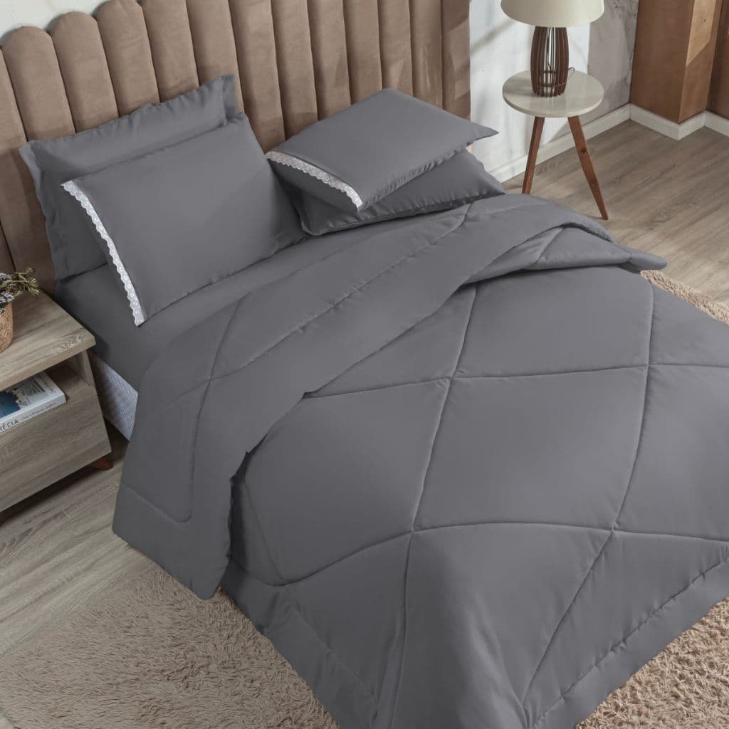 Edredom Conjunto Cama Box Dupla Face Queen Size Premium Macio
