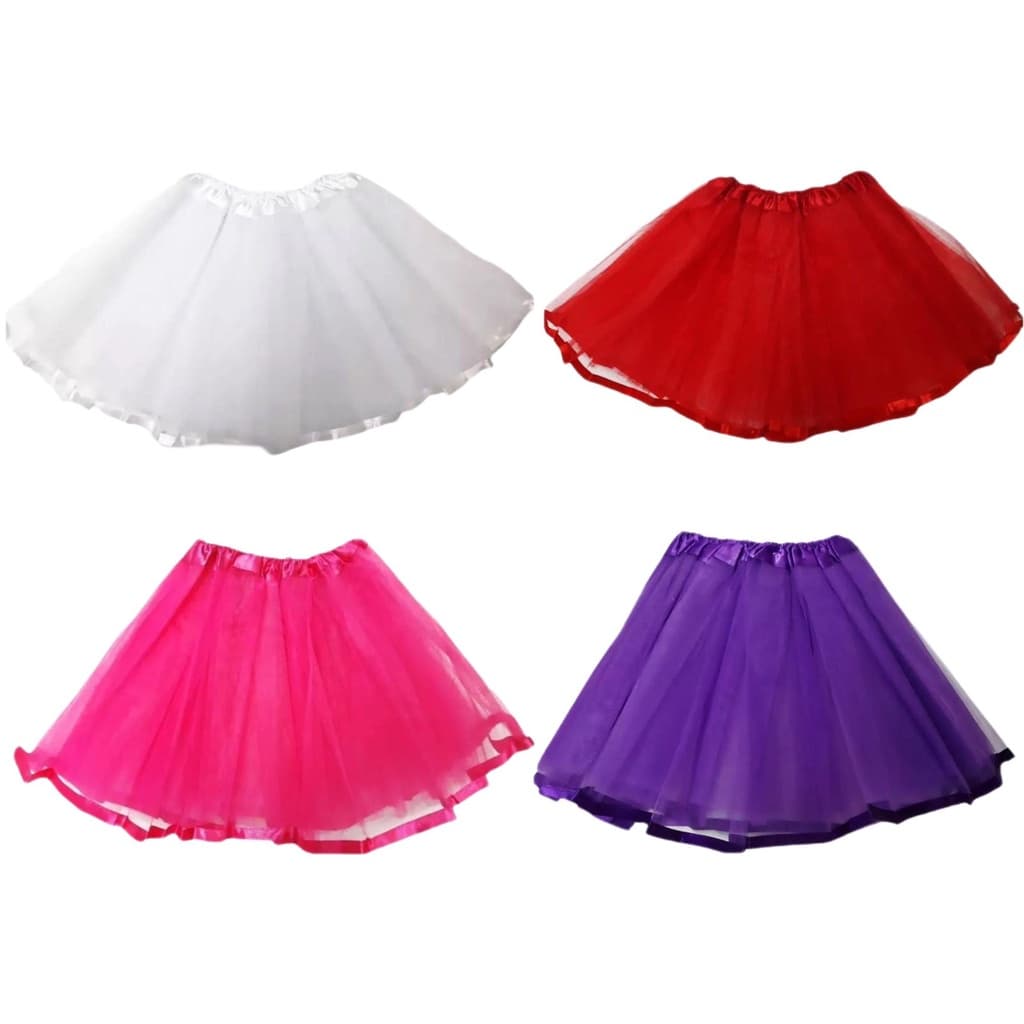 Saia Tutu Tule Infantil festas Carnaval Halloween Com Cetim Nas Pontas