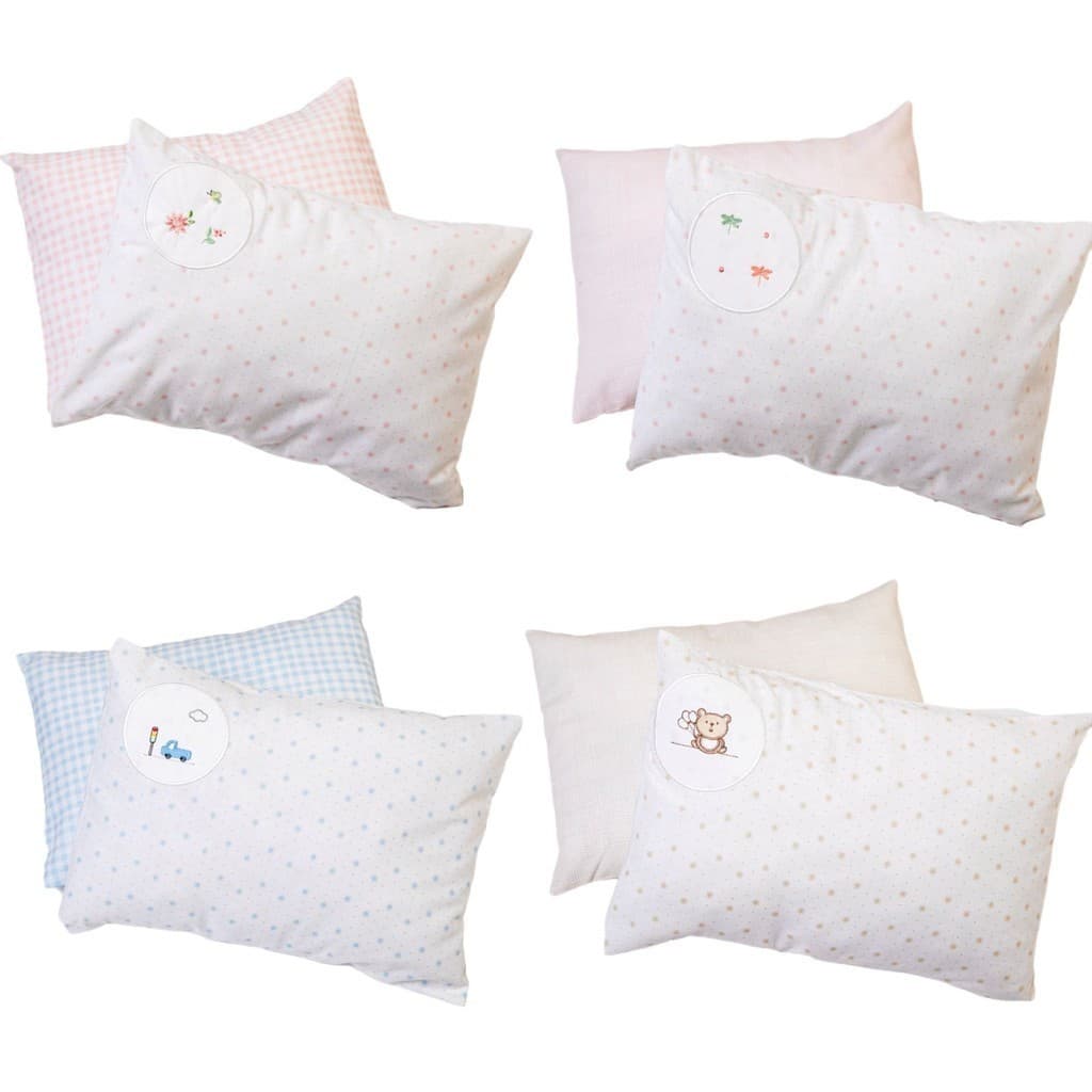 Kit Fronha de Bebê 40x28cm 100% Algodão 150 fios Bordado c/ 2 unidades