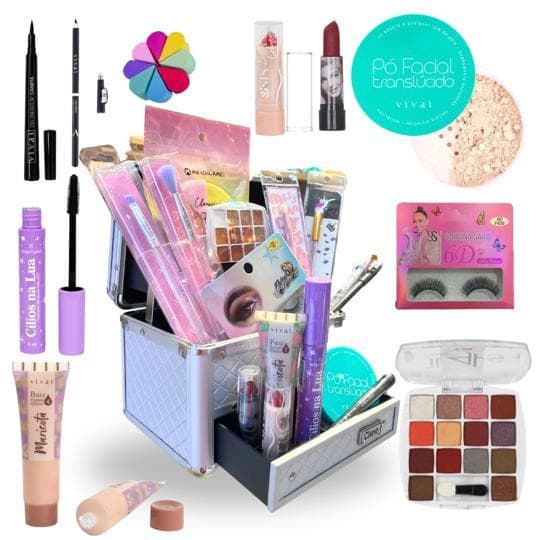 Maleta De Maquiagem Completa Ruby Especial 15 itens + maleta