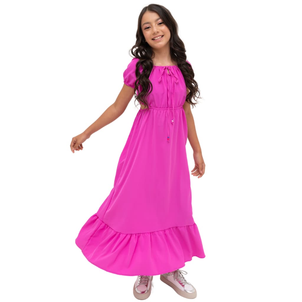 Vestido Longo Infantil Juvenil Ciganinha Para Meninas Com Manga