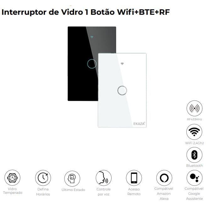 Interruptor inteligente 1 botao Branco 4x2 WiFi