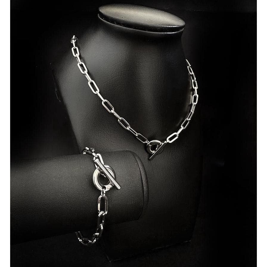 Colar Pulseira Corrente Aço Cor Prata Masculina Grossa