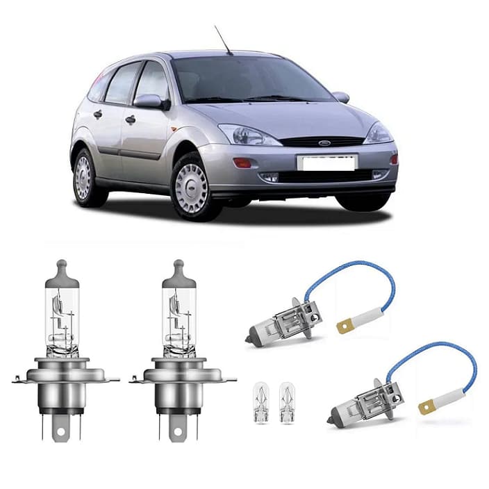 Kit 4 Lampada Farol e Milha Focus 1999 2000 2001 2002 2003 H3 H4