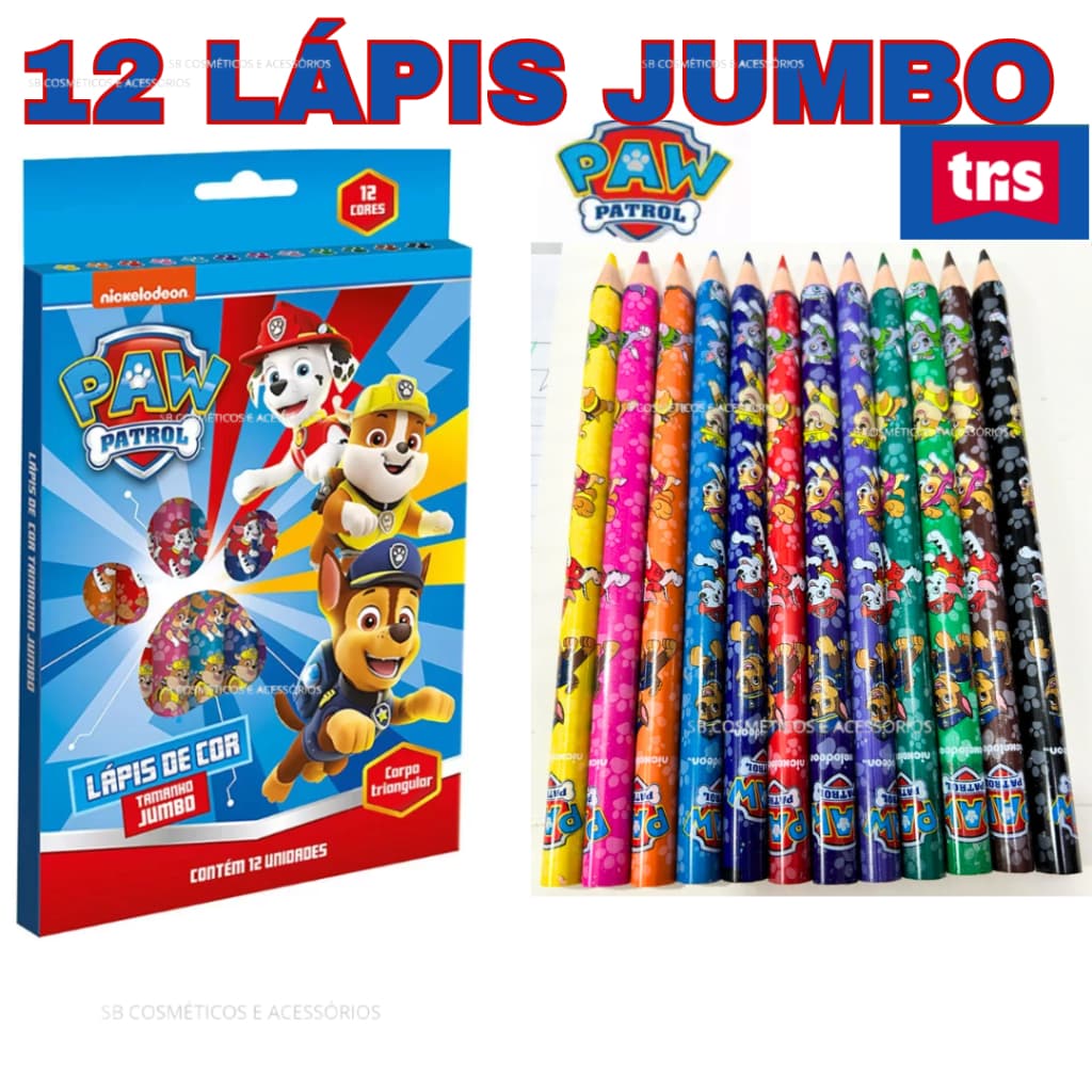 LÁpis de Cor Jumbo Patrulha Canina 12 Cores DA TRIS