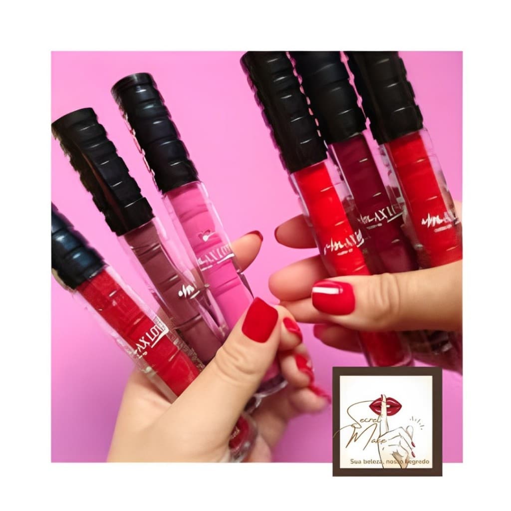 Batom Líquido Mate MaxLove Cores Lindíssimas Rosa, Vermelho, Pink 4ml