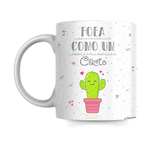 Caneca Fofa Como Um Cacto Personalizada Divertida Porcelana Amiga Aniversário-325ml