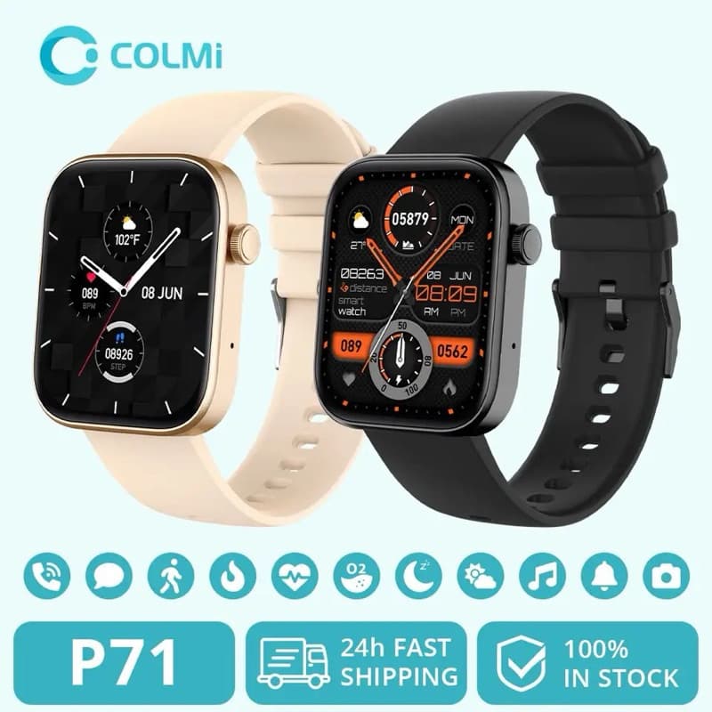 COLMI-P71 Smartwatch para homens e mulheres, chamada por voz, monitoramento de saúde, IP68 impermeável, notificação