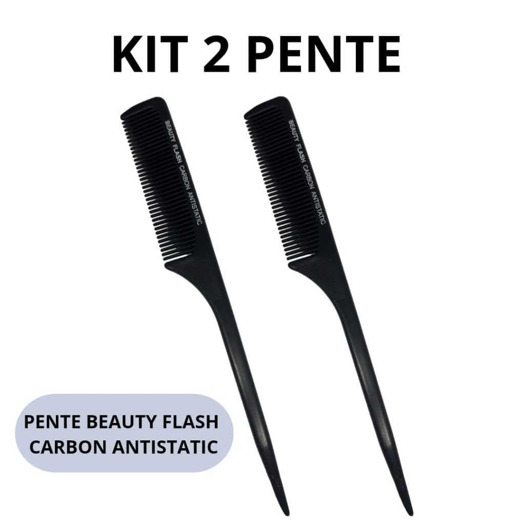 kit 2 pentes de carbono antiestatico para mechas e quimicas ultra resistente preto pentes macio