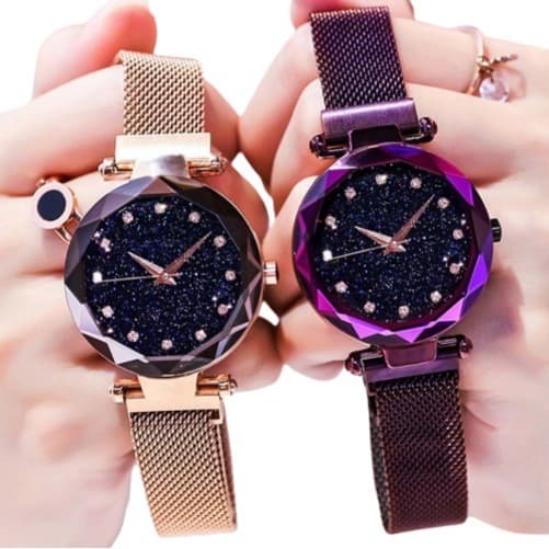 Relógio Feminino Imã Céu Brilhante Lindo Luxo Analógico Moda Feminina