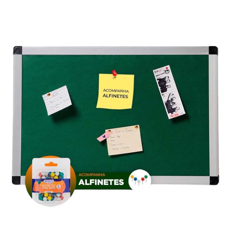 Quadro de Aviso Feltro 90x60 Moldura de Alumínio Fotos Mural Lembrete Recados Com Alfinetes