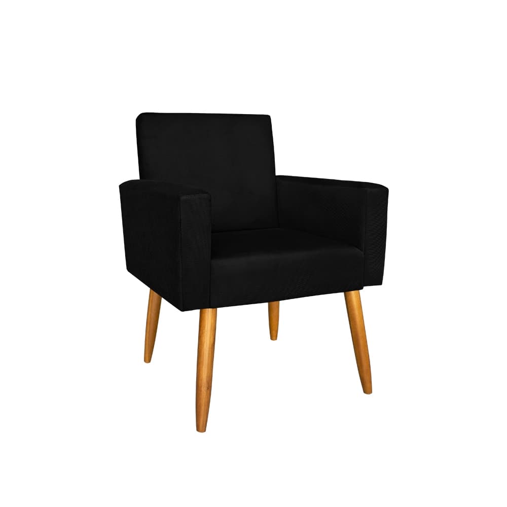 1 Poltrona Nina Decorativa Sala - Recepção - Quarto - Aconchego  Cor Preto