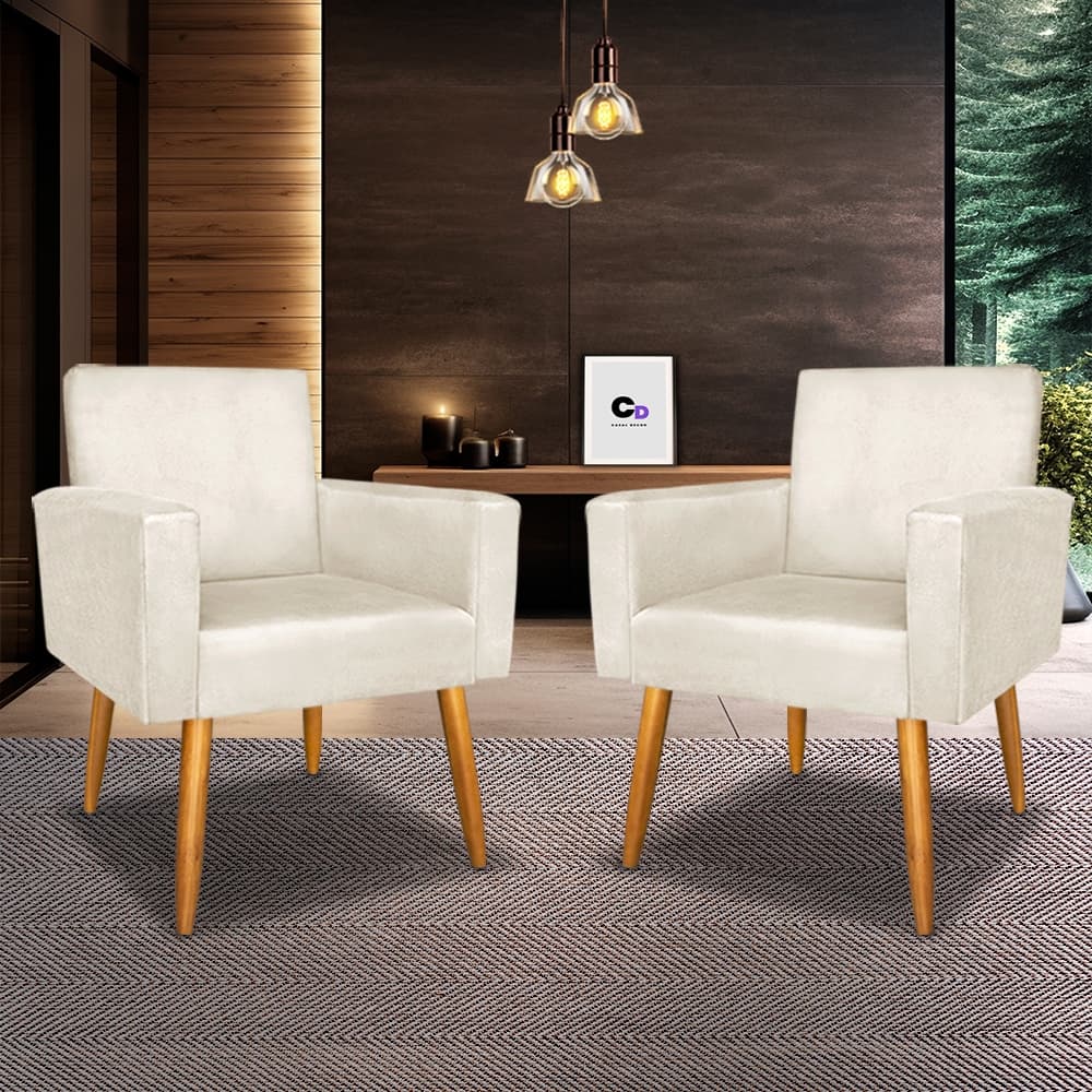 kit Poltronas Deluxe - Moda Decorativa Sala - Recepção - Cor Bege