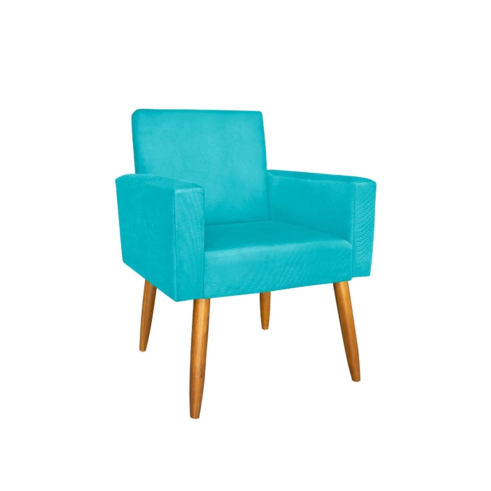 Poltrona Nina Decorativa - Consultório - Escritório -  Quarto Cor Azul Turquesa