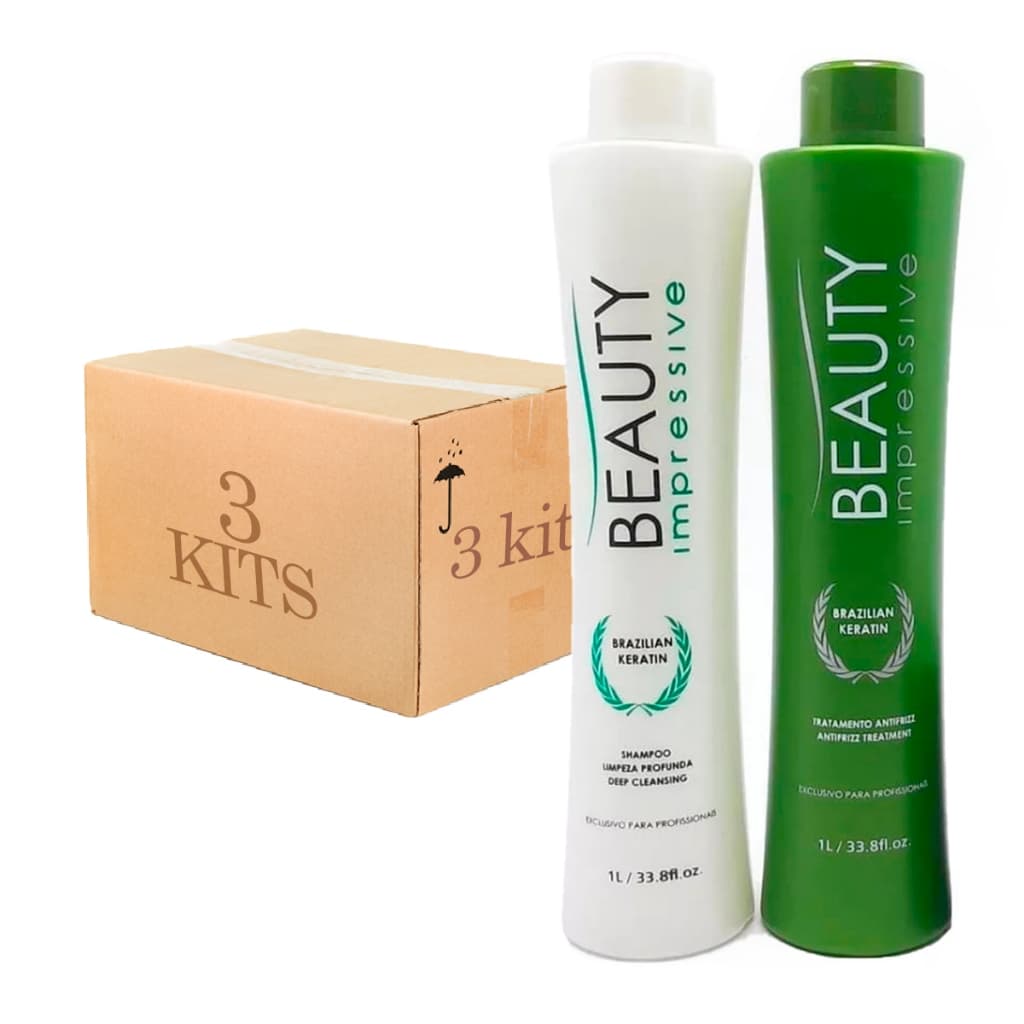 Combo 3 Kits Escova Progressiva Beauty Impressive Brazilian Keratin 6x1000ml