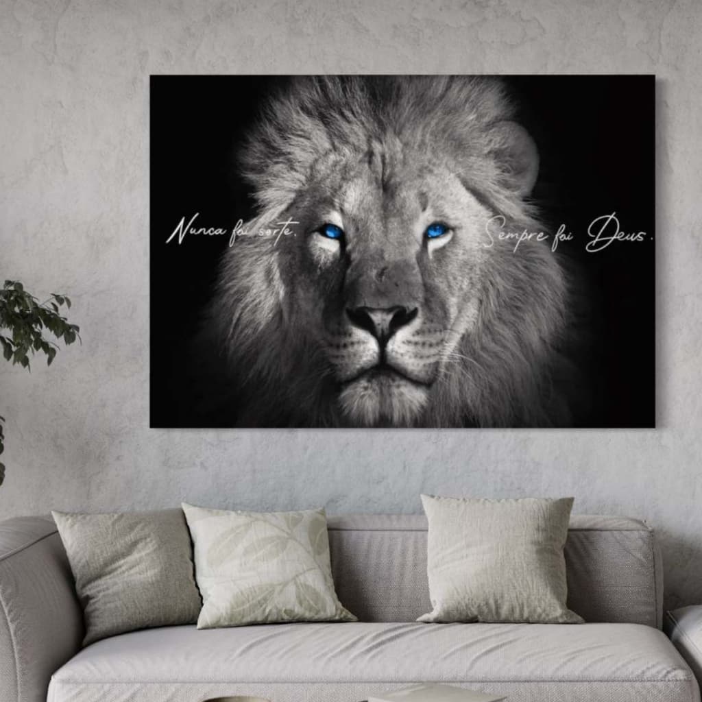 Quadro Decorativo Nunca Foi Sorte Leão PB Peça Única