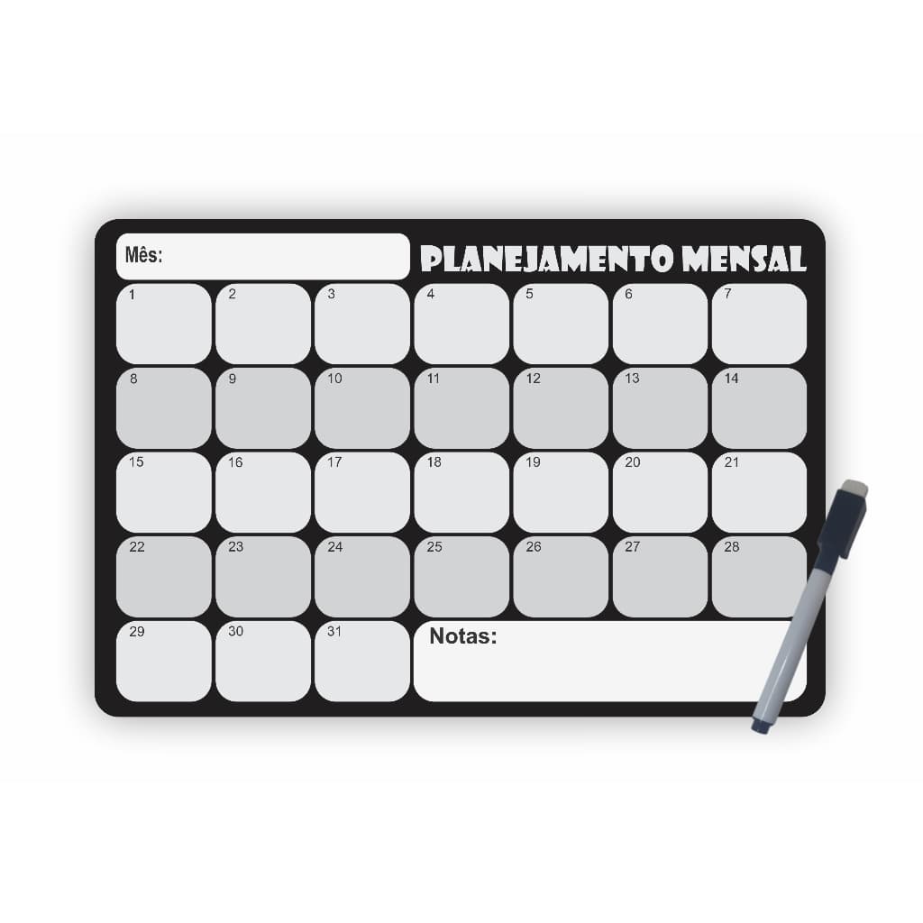 Planner Mensal Magnetico Ima De Geladeira Com Caneta 28x19cm