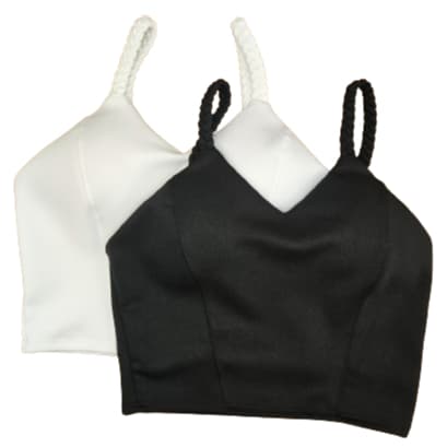 Strella Modas Suplex Liso KIT 2 Top Cavado Alça Trançado Elegante Fashion Top Cropped Feminino