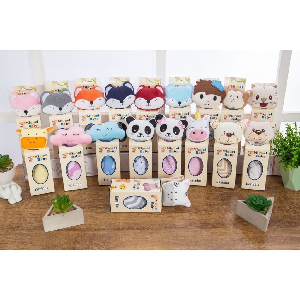 Kit 3 Peças Naninhas com Prendedor de Chupeta Para Bebê