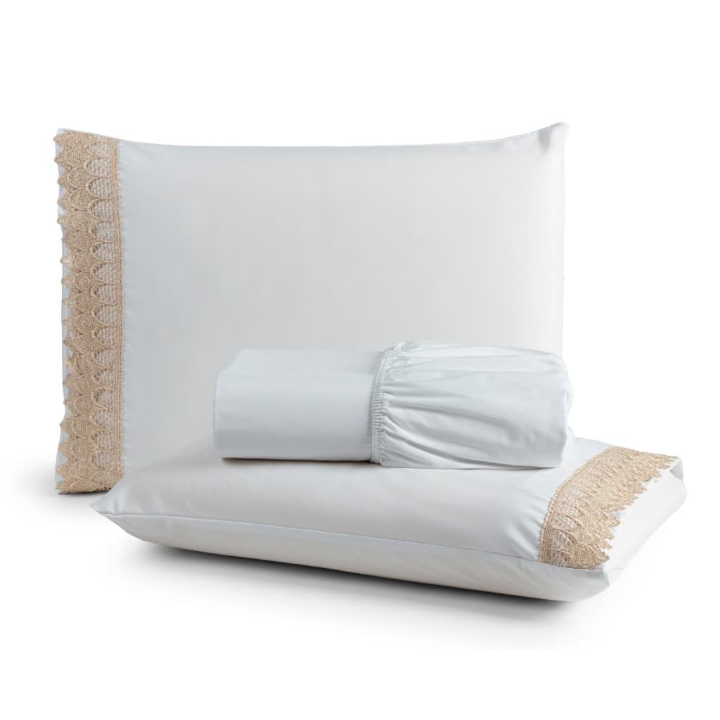 Kit Jogo de Cama Lençol Casal King 03 Peças Bordado 100% Algodão Percal 200 Fios Cores