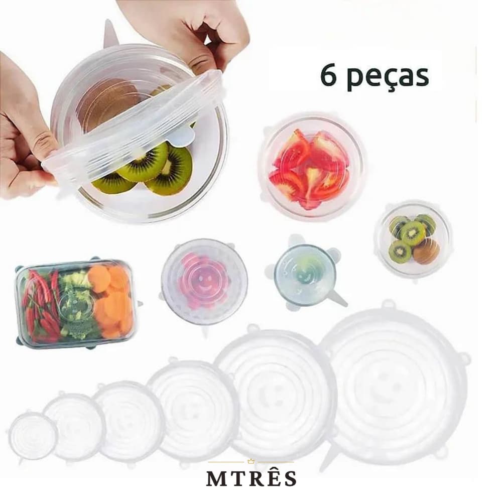 Kit 6 e 12 Peças Tampas Panela Silicone Universal Reutilizável Elástica Tampas Silicone Cozinha Geladeira