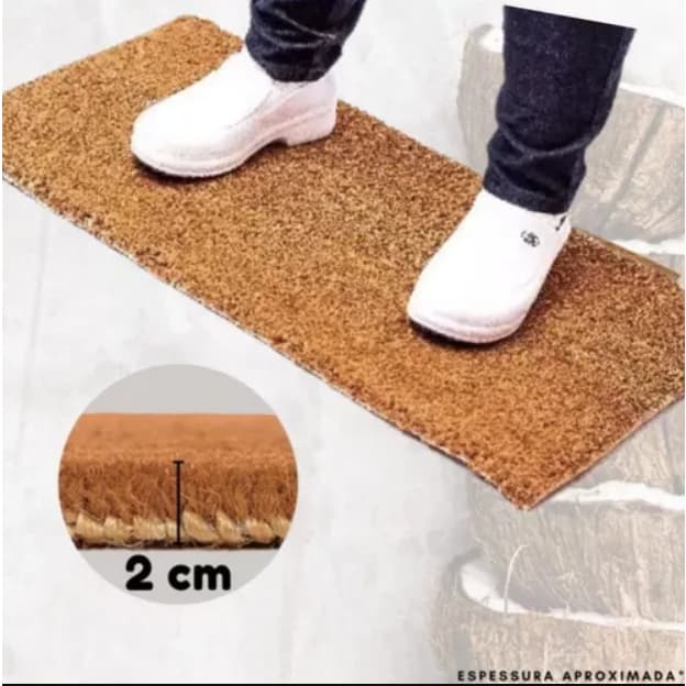 Tapete Para Porta De Entrada Liso Capacho Fibra de Coco Retangular Liso 30x60cm Promoção