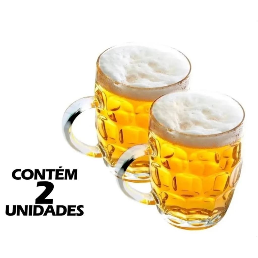 KIT DUAS CANECAS VIDRO CHOPP 470ml CERVEJA RESISTENTE VERSATIL