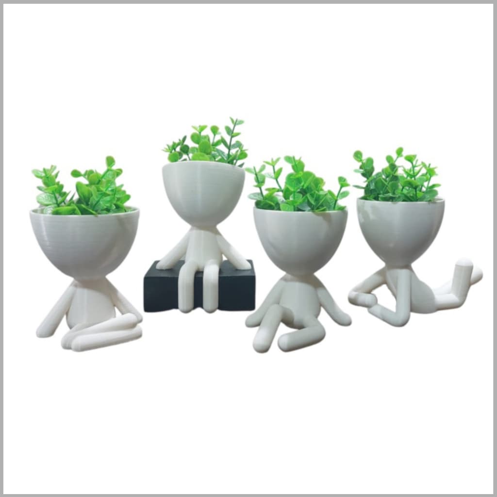 Kit 4 mini Vasinhos Decorativos Robert Plant (Bob) 6cm para Cactos e Suculentas artificial decoração